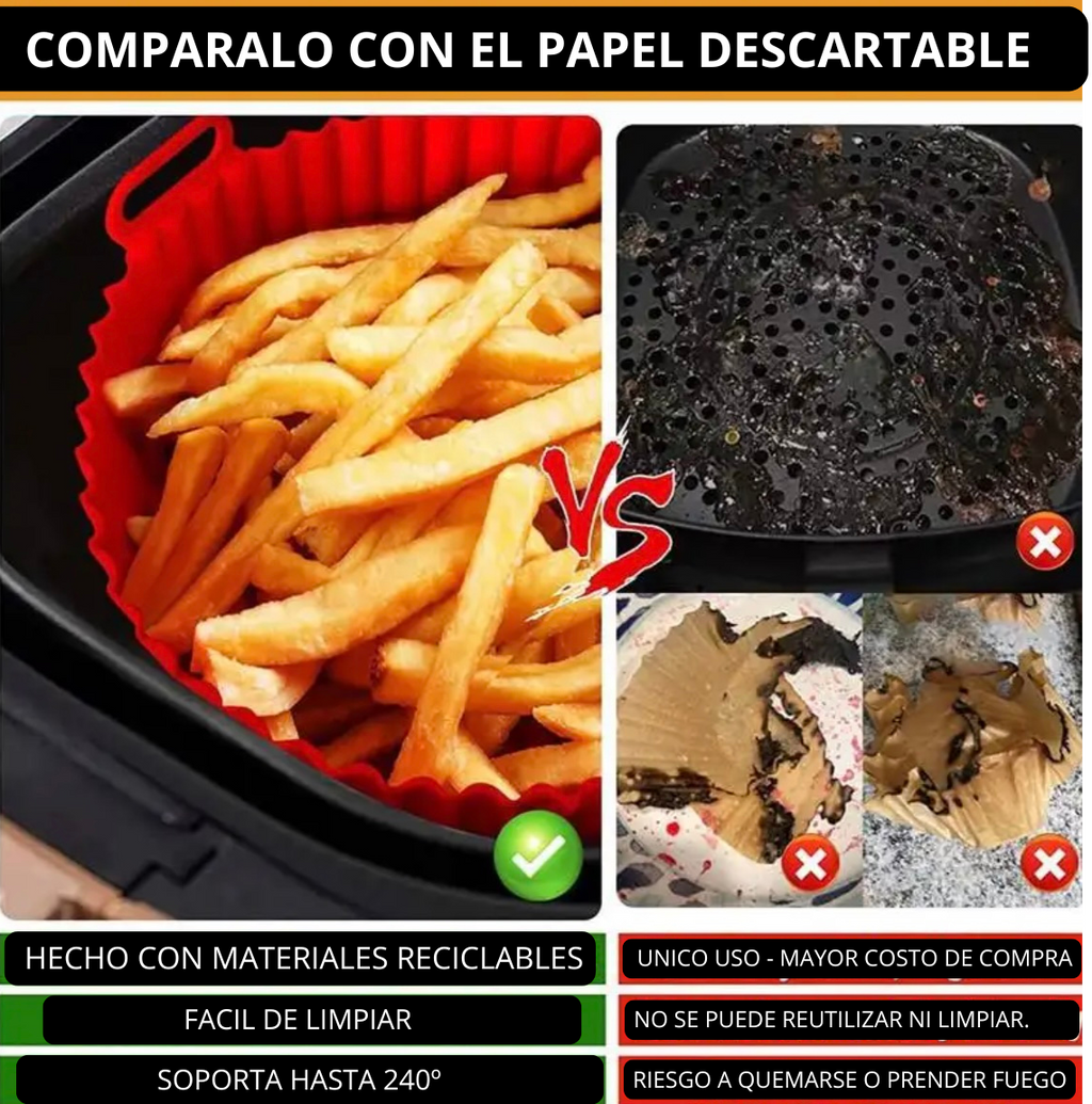 Molde de Silicona para Air Fryer – Antiadherente, Reutilizable y Apto Lavaplatos