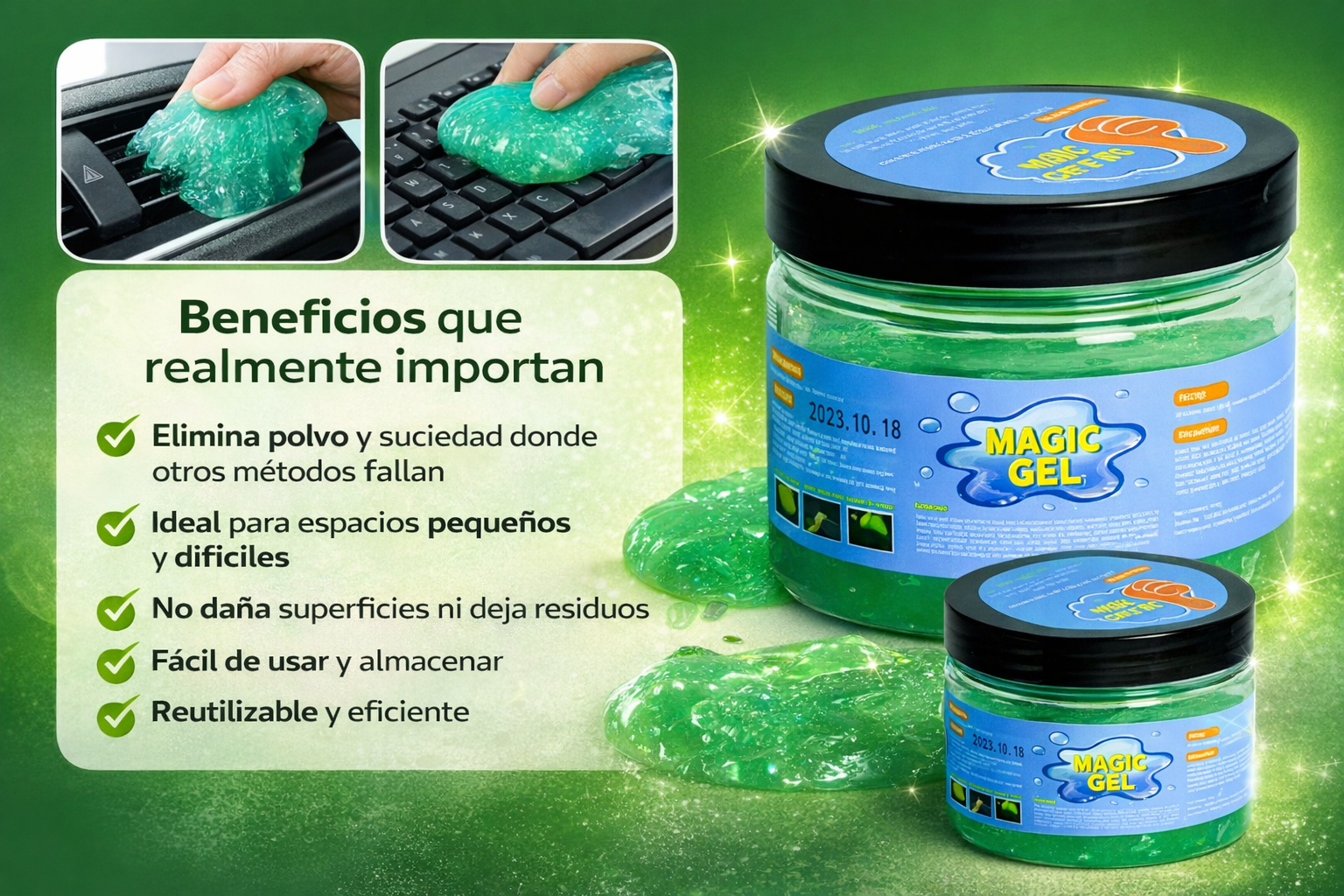 Gel Profesional para Auto – Elimina Polvo, Grasa y Suciedad en Cada Rincón